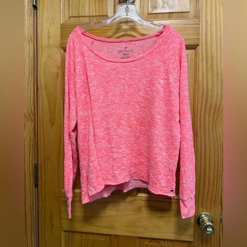 American Eagle size L neon coral soft & sexy plush top